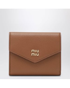 Miu Miu Small Cognac Calfskin Wallet - Brown