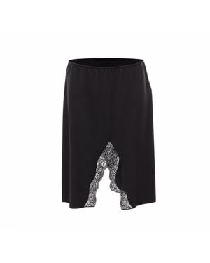 Saint Laurent Satin Silk Slip Skirt With Double Face Lace - Black