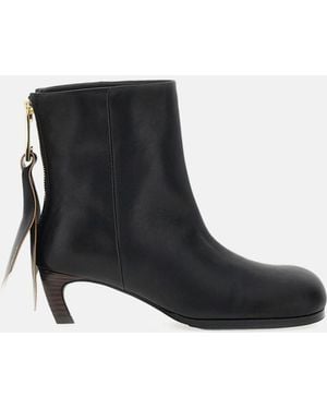 Sacai Leather Ankle Boots - Black