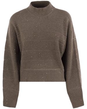 Brunello Cucinelli Cashmere And Wool Turtleneck Sweater - Brown