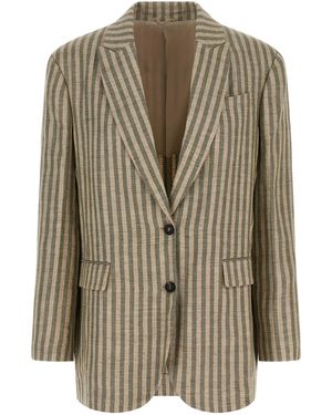 Brunello Cucinelli Striped Blazer - Green