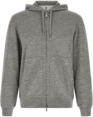 Brunello Cucinelli Cashmere And Silk Hoodie - Gray