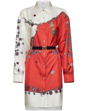 Versace Mini Dress Silk Twill Print - Red