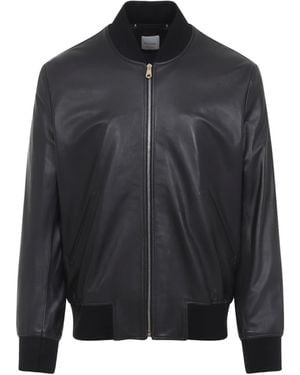 Paul Smith Leather Bomber Jacket - Black