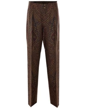 Etro Paisley Motif Pants - Brown