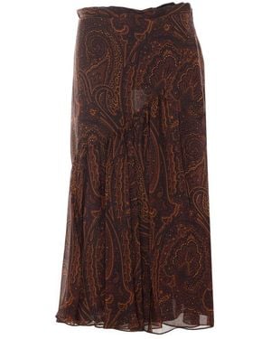 Etro Paisley Print Skirt - Brown