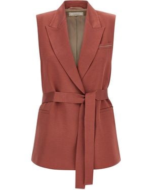 Peserico Linen Viscose Vest Gilet - Red