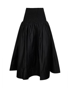Self-Portrait Self Portrait Cotton Poplin Midi Skirt - Black