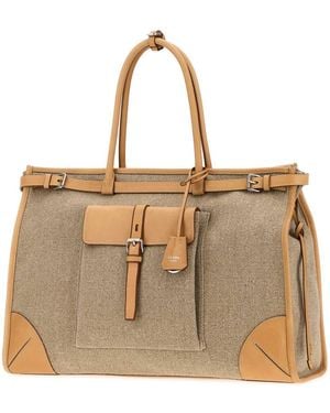 Prada Cappuccino Canvas Bonnie Shopping Bag - Natural