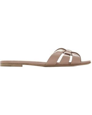 Saint Laurent Tribute Nu Pieds Leather Flat Sandals - White