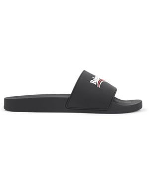 Balenciaga Pool Rubber Political Logo Slide - Black
