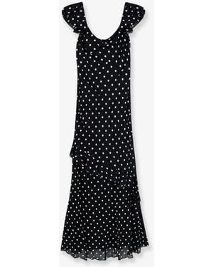 Self-Portrait Polka-Dots Viscose Dress - Black