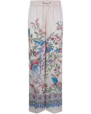 Etro Wide Leg Printed Pants - White
