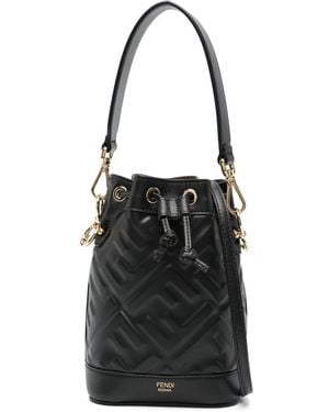 Fendi Ff-Motif Mon Tresor Leather Mini Bucket Bag - Black