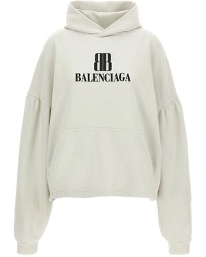 Balenciaga Cropped Logo Hoodie - White