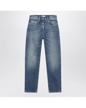 Versace High-Waisted Straight-Leg Light Cotton Jeans - Blue