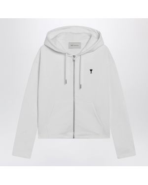 Ami Paris Ami De Coeur Zip-Up Hoodie - White