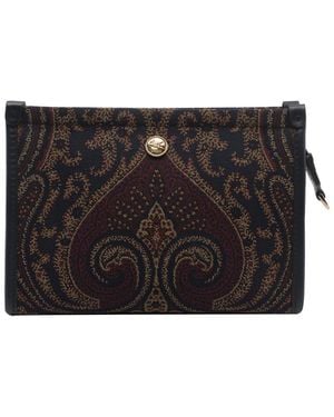 Etro Paisley Jacquard Pouch - Black
