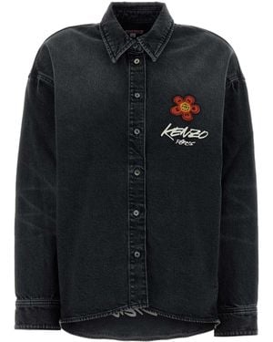 KENZO Black Stretch Denim Shirt