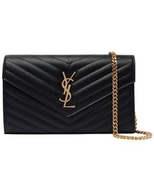 Saint Laurent Cassandre Classic Chain Pouch - Black