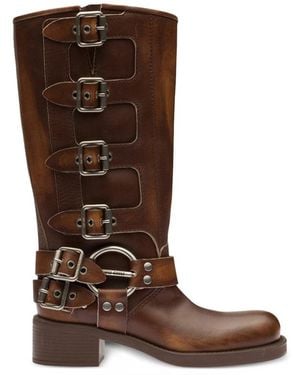 Miu Miu Leather Boots - Brown