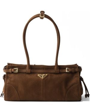 Prada Bonnie Medium Leather Handbag - Brown
