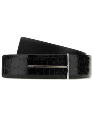 Tom Ford Reversible Belt With T-Buckle - Black