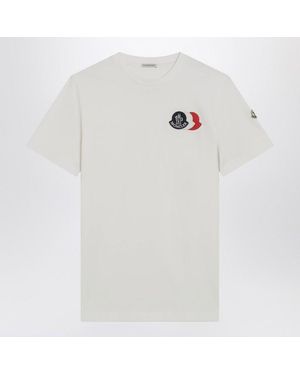 Moncler T-Shirt With Embroidered Tricolor Logo - White