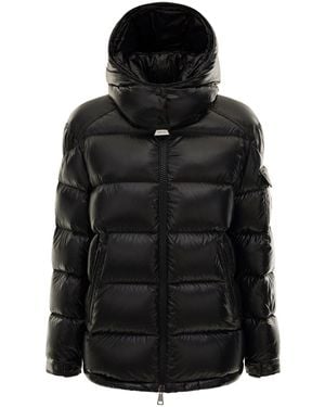 Moncler 'Maire' Hooded Down Jacket With Logo Patch - Black