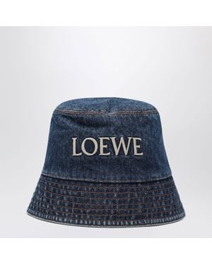 Loewe Denim Bucket Hat With Logo Embroidery - Blue