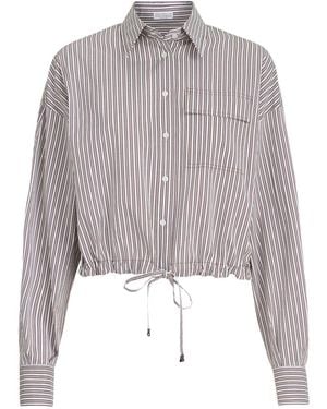 Brunello Cucinelli Striped Cotton Shirt - Gray