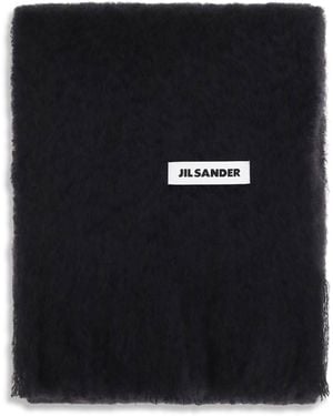 Jil Sander Wool Scarf With Logo - Black