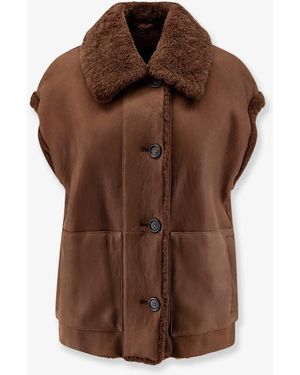 Brunello Cucinelli Shearling Sleeveless Jacket - Brown
