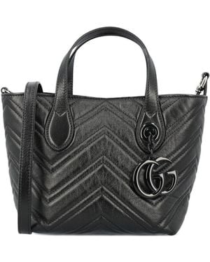 Gucci Gg Marmont Leather Tote Bag - Black