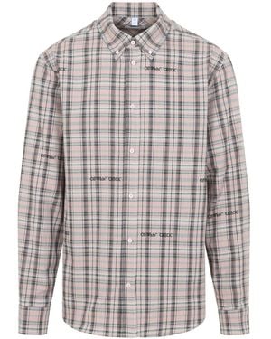 Off-White c/o Virgil Abloh Flannel Cotton Shirt - Gray