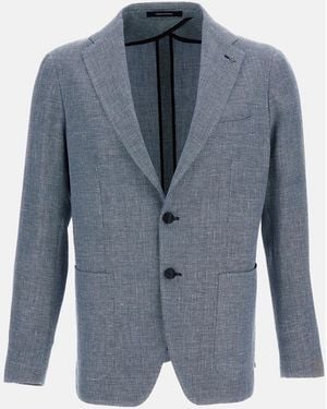 Tagliatore Montecarlo Linen Blend Blazer - Blue