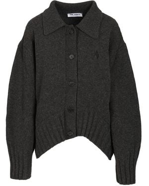 The Attico Cardigan With Embroidered Logo - Black