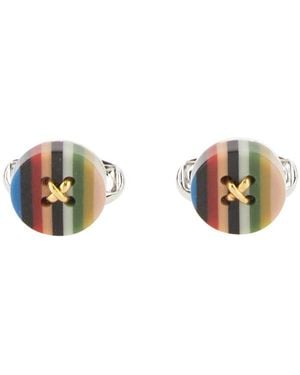 Paul Smith Button Stripe Resin-Plated Cufflinks - Multicolor