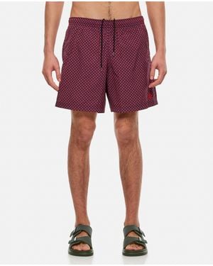 McQueen Dots Skull Swimshorts - Red