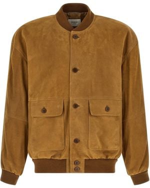 Saint Laurent Suede Bomber Jacket - Brown