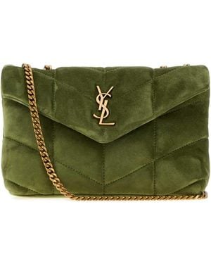 Saint Laurent Suede Puffer Toy Crossbody Bag - Green
