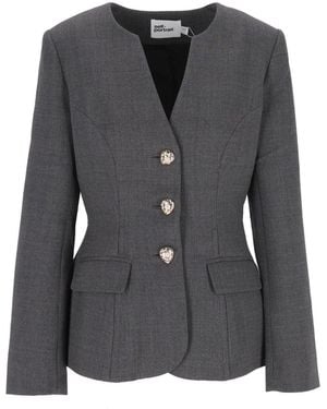 Self-Portrait Collarless Jacket - Black