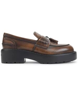 Miu Miu Smooth Leather Loafers With Tassels - Brown