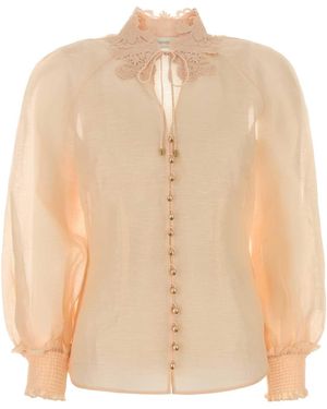 Zimmermann Rebellion Linen-Silk Blouse - Natural