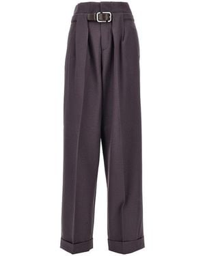 The Attico Gabardine Pants With Belt - Purple