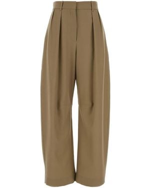 Loewe Cappuccino Wool Wide-leg Pant - Natural