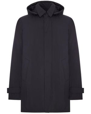 Herno Technical Coat With Hood - Blue