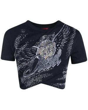 DIESEL Double-Layer Jersey T-Shirt With Ruffles - Blue