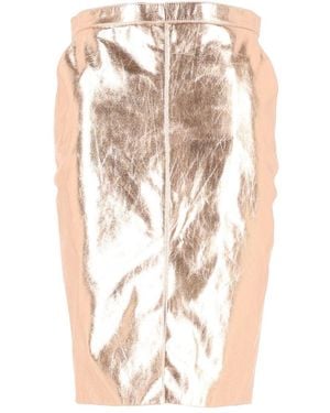 Saint Laurent Metallic Leather Pencil Skirt - White