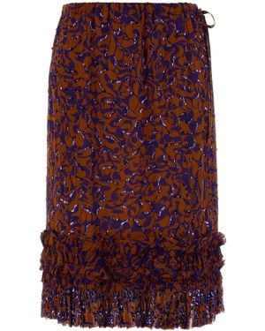 Dries Van Noten Printed Viscose Scotts Skirt - Purple